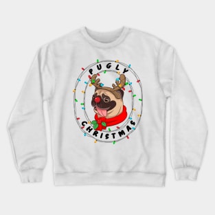 Funny Cute Pug Cool Pugly Christmas Costume Gift Crewneck Sweatshirt